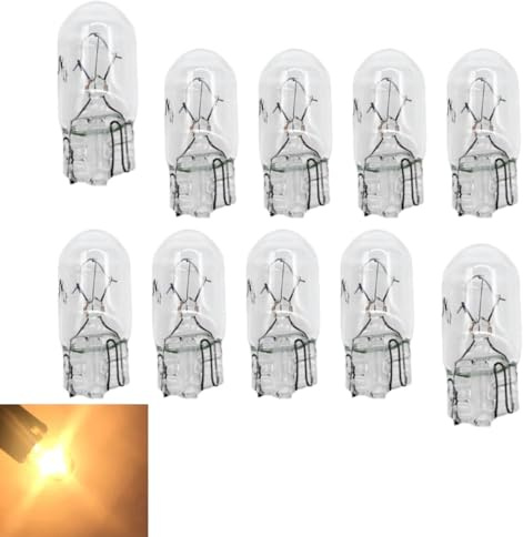 ADZJOY Lot de 20 Ampoules halogènes T10 for éclairage de Plaque d'immatriculation, 12 V, 24 V, 3 W, 5 W, Jaune Chaud(T10 24V 5W)
