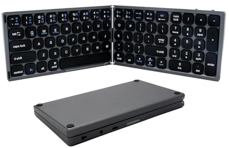 Kukyller Tastiera Bluetooth pieghevole, tastiera da viaggio portatile ultrasottile per laptop, smartphone, tablet e computer