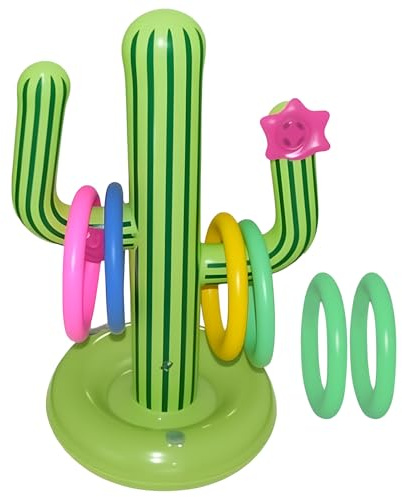 7 Pieces Cactus Ring Toss Game Toss Game Set - Fun Target Throwing Toy for Kids and Family，for Pool Parties, Birthdays, and Outdoor Activities - Reusable PVC Indoor and Outdoor Game