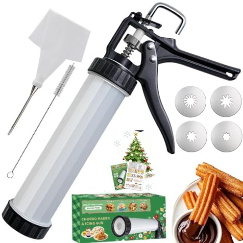 Churro Maker Machine Kit, Large & Durable 15 Churro Gun with Hollow Churro Disc, Maquina Para Hacer Churros, Churreras Para Churros, Churro Maker Machine, Cookie Press, Gifts for Christmas