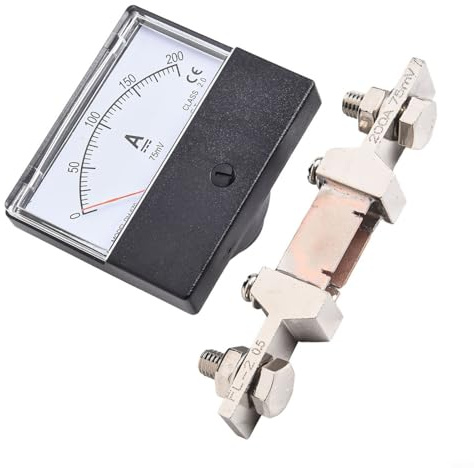Jotekonoby Amperometro analogico DH-670 DC 0-200A/300A con resistore di derivazione 75 mV, alloggiamento in plastica nera, misuratore da pannello per test e misurazioni industriali (200 A)