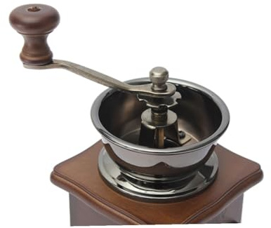 Macinacaffè Ferro in Manuale Chicchi Legno e Caffè | Regolazione della Finezza, Macinatura a Mano, Stile Vintage e Retro, Regalo di Natale Colore Casuale