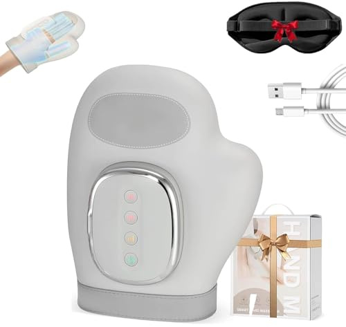 Massaggiatore per mani senza fili Master, Guanto massaggiatore elettrico per mani con 5 intensità e 3 impostazioni di calore, Massaggiatore ricaricabile con compressione termica