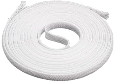 Guaina in fibra di vetro intrecciata ad alta temperatura - Tubo di gestione cavi resistente al calore fino a 600 °C, lunghezza 1 m/5 m, 1 pz.(White,25MMx5M)