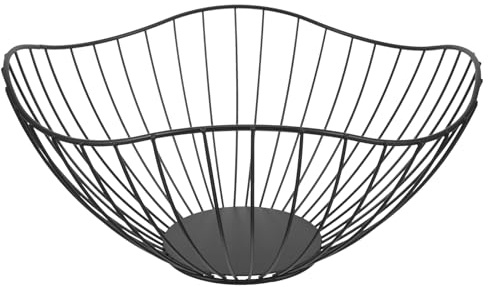 Homoyoyo Frutero Negro de Metal para Encimera de Cocina Cesta de Frutas Pequeña Diseño Calado Moderno Cesta Alta para Almacenamiento Multifuncional de Frutas y Aperitivos