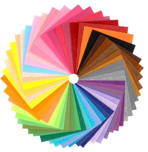 50 Farben Bastelfilz Set, 50 Filzplatten 15 × 15 cm, Bunter Polyester-Filzstoff für DIY Basteln, Nähen, Patchwork und Kreative Handarbeiten