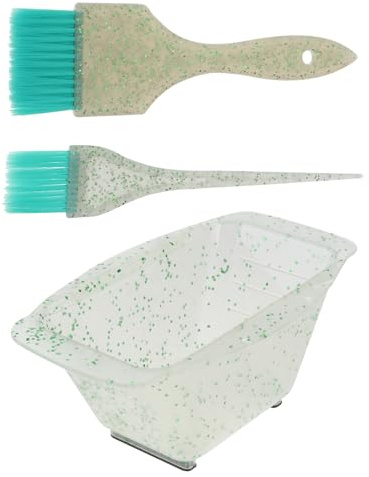 ROMISBABA Hair Dye Brush and Mixing Bowl Set with Soft Bristles, Green Hair Coloring Bowl Kit for Salon Use, Professional Hairdressing Accessory for Precise Tint Application