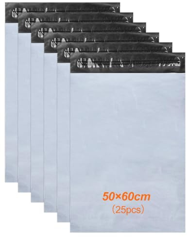 Ravytha 25 Pcs Enveloppe Plastique Expedition, Emballage Colis Vetement, Pochette Envoie, Autoadhésive Sachet Colis, Opaques Sac, pour Textiles et Boîtes a Chaussures, XXXL (50×60cm)