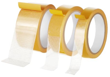 AHANDMAKER 3Pcs Double Sided Fabric Tape Heavy Duty Mounting Tape Double Stick Carpet Tapes Strong Adhesion for Crafts Clothes Outdoor Indoor Use, 0.79inch/1.2inch/1.9inch x 98FT/30m