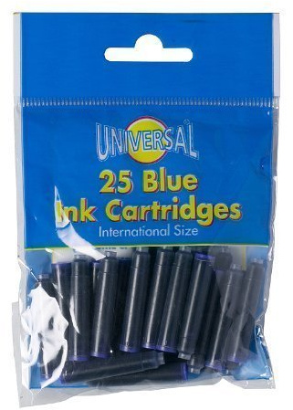 25 cartouches d'encre bleu royal universelles - Recharges pour stylo plume lavables