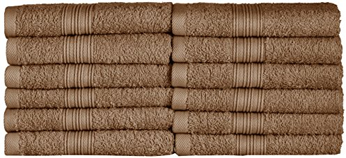 NatureMark Toallas de Invitado – Pack de 12 (30x50 cm), 100% Algodón, Certificación Oeko-Tex, Suaves, absorbentes y fáciles de cuidar – para baño, Invitados y SPA – Color Arena