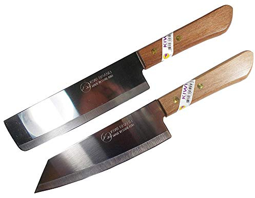 Couteau de chef Cook utilitaire couteaux Lot de 2 Kiwi Marque 171,172 Couverts à steak Manche en bois ustensile de cuisine Sharp Lame en acier inoxydable 16,5 cm