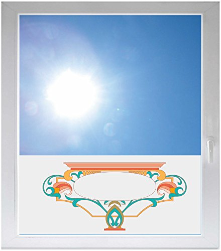 INDIGOS UG - Fensterfolie Blickdicht Ornament Ranke Tribal Blume Pflanze - 800x500 mm - Sonnenschutzfolie Fenster - Sichtschutzfolie Fenster Bad, Küche, Fenster, Milchglasfolie