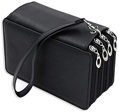YFZYT 4-Fach Federmäppchen in Schwarz Große Federtasche Etui Pencil Case | Großer Vorrat Mäppchen für Teenager, Erwachsene, Mädchen & Jungen