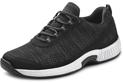 Orthofeet Men's Orthopedic Lava Stretch Breathable Walking Sneaker, Black, Size 11 Wide