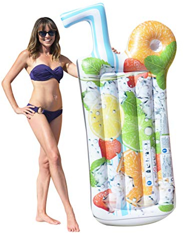Pullach Hof Cool Lounger Luftmatratze ca. 183cm x 99cm Drinkoptik Sommer Baden Schwimmen Schwimmbad inklusive Reperaturenset