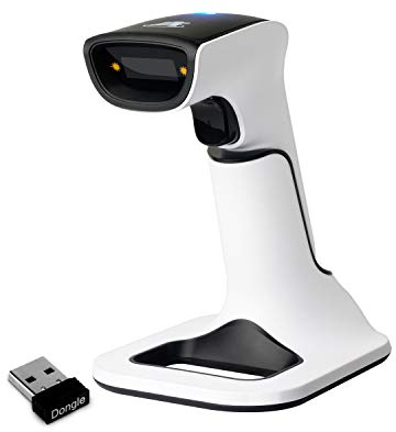 ScanAvenger Scanner portatile wireless Bluetooth pistola di scansione 1D e 2D per la gestione dell'inventario, senza fili, lettore di codici a barre QR (1D e 2D con stand di nuova generazione)