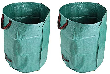 PAKEY 2-Pack 272L Garden Waste Bags, Heavy Duty Portable Reusable Leaf Garbage Woven Bags with Handles