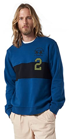 La Martina - Sweat-Shirt Ras-de-Cou 100% Coton, Bleu pavillon, Man, XXL