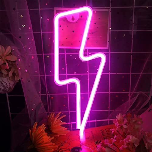 NIWWIN Blitz Neon, Neon Signal Licht, Esports Raum Atmosphäre Licht, USB/3 AA Batterie Netzteil, für Kinderzimmer, Bars, Partys，Weihnachten, Hochzeiten, etc (Pink)