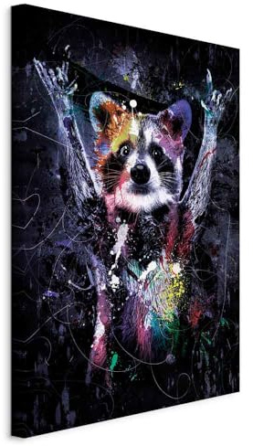 murando - Leinwandbild Waschbär Abstrakt, 40x60 cm, 1-teilig, Schlafzimmer | Hochwertige Leinwand, sofort aufhängbar, ideal fürs Wohn- oder Schlafzimmer, wasserfest und lichtecht, langlebig, stilvoll