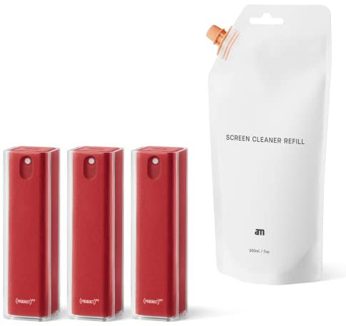 am Bildschirmreiniger Set 3er Pack 200 ml Nachfüllung - Screen Cleaner All-in-One Display Reiniger für Auto, Smartphone, Tablets - Handy Reinigungsset mit Bildschirm Reinigungstüchern und Spray (RED)