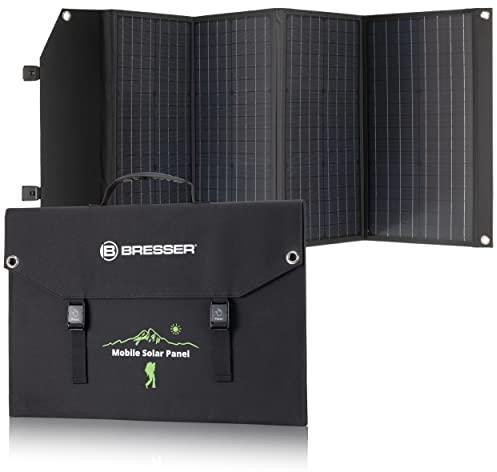 Bresser Solar Ladegerät 120W mit 1x DC- und 3x USB-A-Anschlüssen inkl. USB-A-Buchse mit QC3.0 zur Schnellladung, Solar-Panel als Ladegerät für Smartphones, Power-Stations etc.