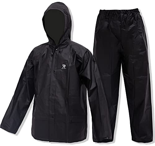 CHRUOXUAN Ultra-Lite Rain Suit for Men Women Waterproof Protective Rain Coat with Pants 2 Pieces Rain Gear for Climbing,Cycling, Farming, Hiking(Black,S)