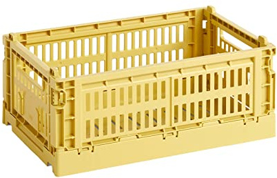 Hay Transportbox Colour Crate S aus recyceltem Polypropylen in der Farbe Dusty yellow