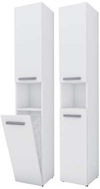 3E 3xE living.com Badrumsskåp Bagnoli SLIM III matt vit L: 30 cm, A: 174 cm, L: 30 cm