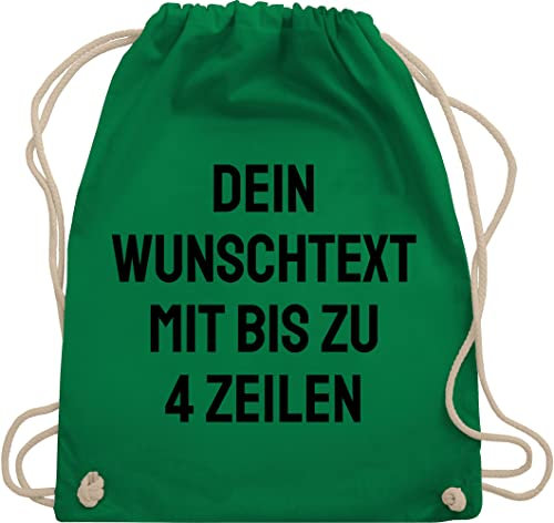 Turnbeutel Rucksack - Aufdruck selbst gestalten - Wunschtext I Eigener Text I Personalisierter Text I Custom Text - Unisize - Grün - beutel wechselkleidung personalisierte name stoffbeutel