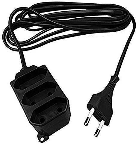 Verlängerungskabel Verlängerung 3-Fach Strom-Kabel Euro-Stecker Schwarz 2 Meter