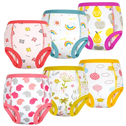FLYISH DIRECT Töpfchen Trainingshose, 6 Stück Hohle Trainingshose, Atmungsaktiv und Weich Baumwolle Töpfchentraining Trainingshose für Jungen und Mädchen, 100/3T
