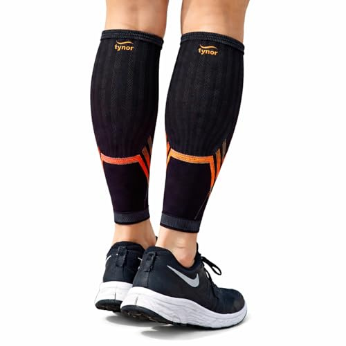 TYNOR Calf Compression Sleeves for Men and Women, 1 Pair, Calf Brace, Adjustable Shin Splint Support, Lower Leg Compression Wrap for Shin Splints, Pain Relief, Circulation, Muscle Swelling, Small