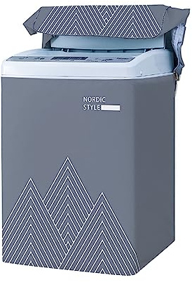 Odot Washing Machine Cover Top Load Waterproof Dustproof Washer Machine Dryer Protector Sunscreen Printed Washer Dryer Cover for Most Top Load Washer Dryer (Grey,XL capacity 8.5-12kg)