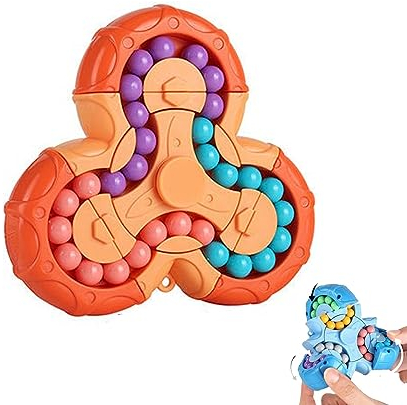 Rotierender Magic Bean Würfel Spielzeug, Magic Bean Rotierender Würfel, IQ Game Cube Toy Fingerwürfel Intelligenz Spiele, Spielzeug Dekompression Puzzle Toys für Kinder Teens Erwachsene (Orange)