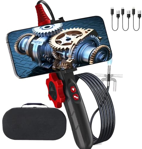 BOGYKIK Endoscopio per Smartphone 1920P HD con Sonda Telecamera 8.5mm, Telecamera Endoscopica Impermeabile IP67,Snake Inspection Camera a 180° a due vie con iPhone e Android
