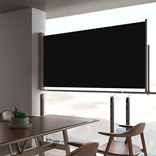 Store Latéral, Brise-Vue Paravent Extérieur Pare-Soleil Auvent latéral rétractable de Patio 80x300 cm Noir