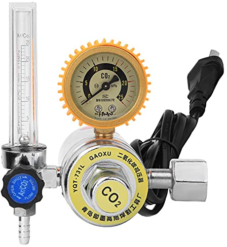 CO2 Regler, Kohlendioxid Dekompressor Heizungsreduzierer für Wachstumsraum, Wachstumszelt, Gartenhaus, Aquarium, Manometer für Druck und Durchflussmesser(220V)