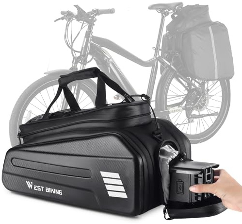CHIMONA Ebike Battery Bag - Hard Shell E Bike Rack Bag, 30L Electric Bicycle Rear Rack Bag, Multifunction Large Pannier for Bicycle, Electric Bike Rear Seat Bag Bike Trunk Bag (BLACK1)