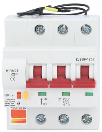 Interruptor de Circuito Inteligente 3P 125A WiFi, Servidor Profesional Fuerte, Control Remoto Inalámbrico, Temporizador para Aplicación Tuya (220V)