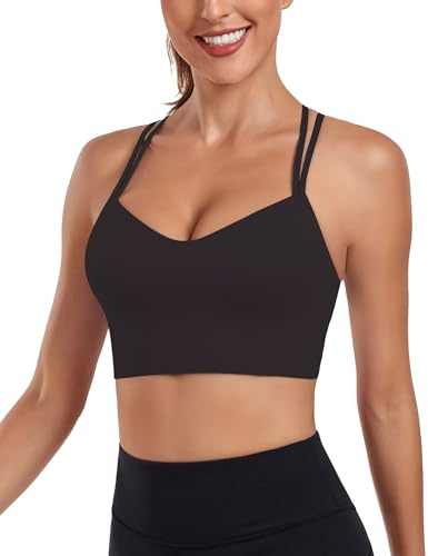 As Fariy dam Cloud Longline sport-BH U-hals spagettiremmar träning bh yoga crop tank top, svart, L