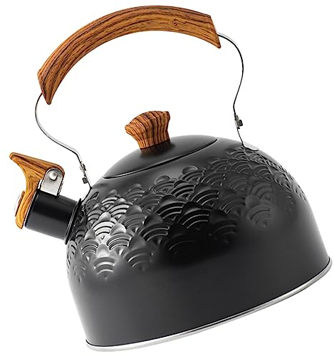 LeGDOr Pfeifenkessel Wasserkocher Edelstahl Wasserflasche Teekessel Chinesische Teekanne Pfeiftopf Wasserkocher Gekochter Wassertopf Praktischer Pfeifkessel Holz Haushalt Campingkocher