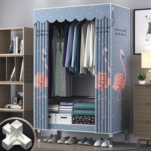 DETMOL Wardrobe Closet, Schwerlast Faltschrank Kleiderschrank, Stabil Kleiderschrank Auf Rollen Mit Ablagen, Stange Und Schutzhülle, Textil Grau, Für Schlafzimmer, Ankleidezimme