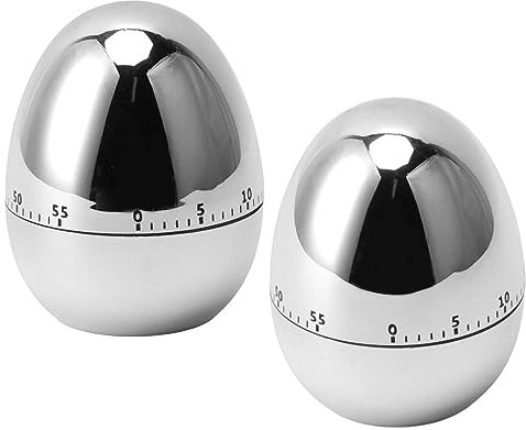 2Pcs Kitchen Timer, Egg Timer Cooking Timer Mechanical Timer Egg Boiler Timer 60 Minute Timer Cooking Alarm Clock Manual Timer for Kitchen (Silver)