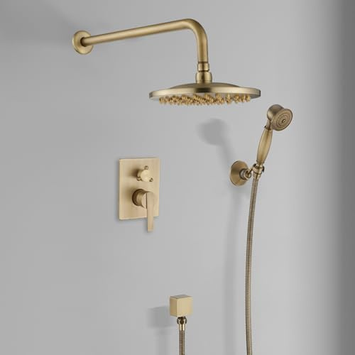 BiaoTeng Kit Colonna Doccia da Incasso 2 Funzioni cm 20×20 Tondo Soffione Doccia Colonne Doccia a Parete Colonna Doccia con Soffione e Doccetta Antico