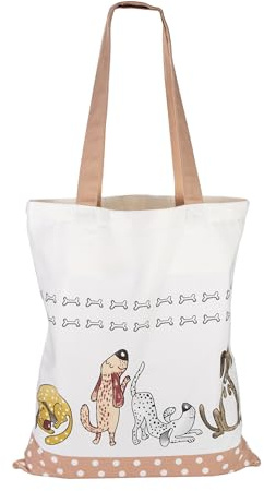 SPOTTED DOG GIFT COMPANY Canvas Tote Väska för kvinnor, Återanvändbar Shoppingväska, Tjockt Bomullstyg Livsmedelsväska med långa handtag, Vikbar med hunddesign, gåvor för hundälskares 38 x 42cm
