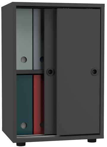 VCM Armoire de Bureau Livres Classeurs Meuble de Bureau Armoire Ulas 2 Portes coulissantes Armoire de Bureau Livres Classeurs Meuble de Bureau Armoire Ulas 2 Portes coulissantes Anthracite