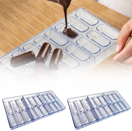 Lot de 2 moules à chocolat ovales à 18 puits, moule à chocolat en plastique transparent sûr pour la fabrication de bonbons, fabrication de nourriture pour enfants, moulage, accessoires et outils de