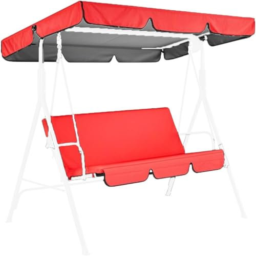 Jardin Toldo de Reemplazo Anti Viento,Telas para Toldos Recambio Balancin Jardin Exterior 2/3 Plazas,Protección UV,Impermeable,Resistente al Sol (Size:249 * 185 * 18cm,Color:Rojo)